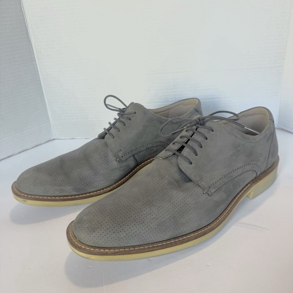 ECCO Men’s Gray Suede Perforated Oxford Shoes US 13 EU 47 Lightweight Comfort